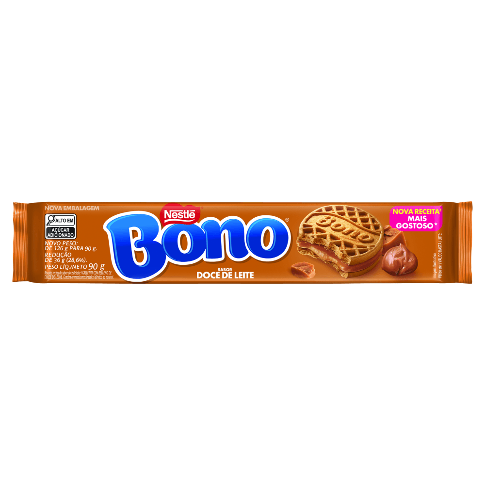 Biscoito Recheio Doce De Leite Bono 90g